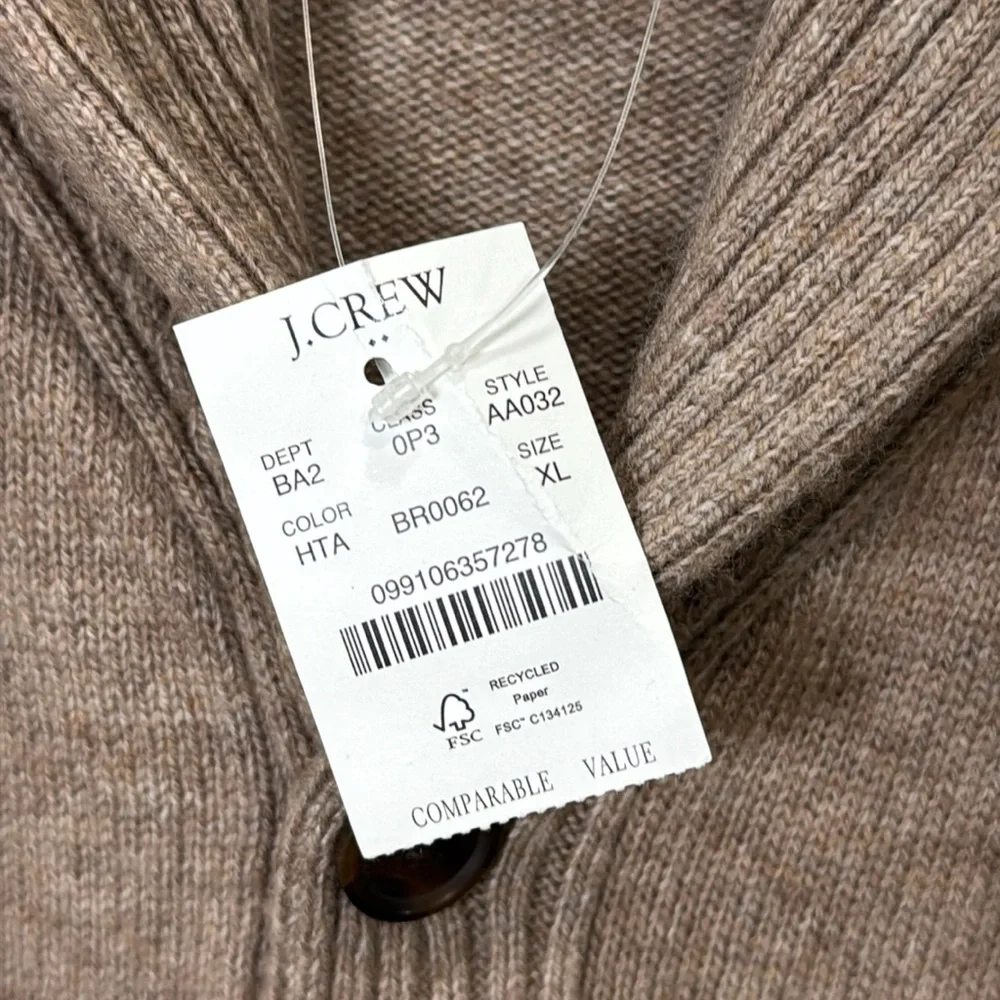 J. Crew Shawl-collar‎ sweater in supersoft lambswool blend tan